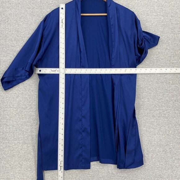 Victorias Secret Robe Womens Small/Medium Blue Silky Pockets Short Sleeve Tie - Picture 10 of 13